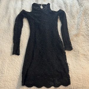 Black lace cold shoulder dress